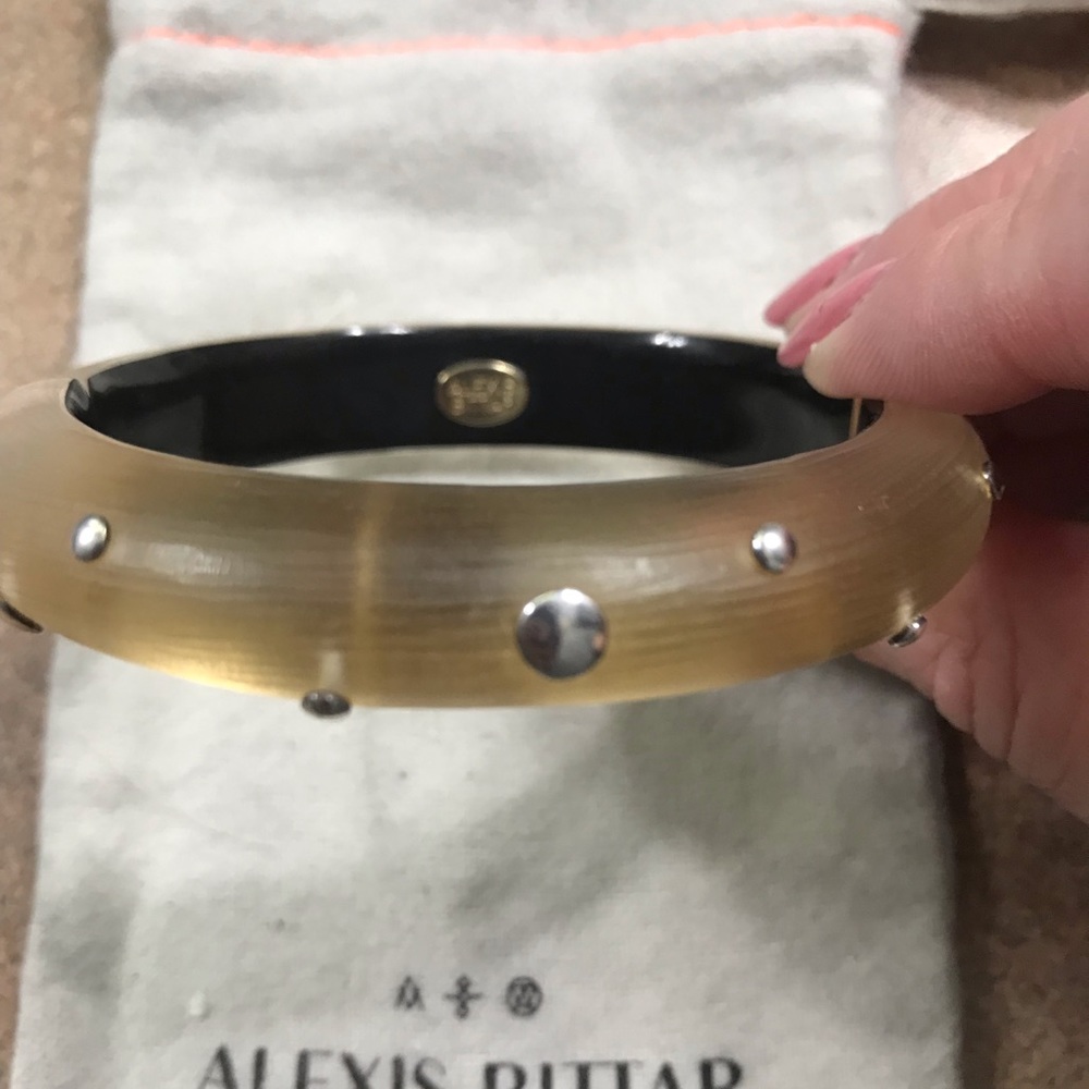 Alex Bittar gold hinged bracelet.